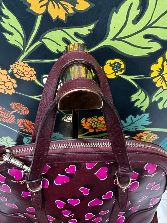 Gucci Heart Print Dome Satchel – Burgundy Leather Trim - Picture 8 of 15